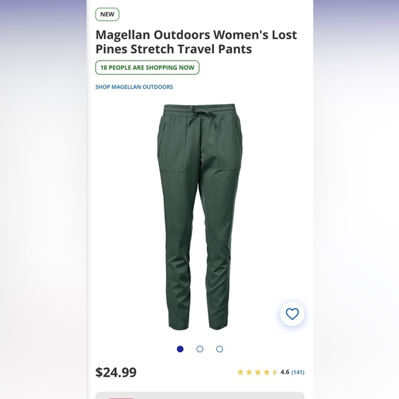 Magellan Pants Womens lost pines XL Water Repellent army green stretch - Picture 1 of 8